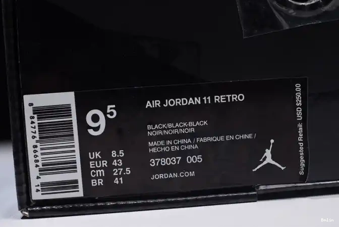 Bmlin Shoes 378037-005 11 Cap and Air Gown black Jordan 0508
